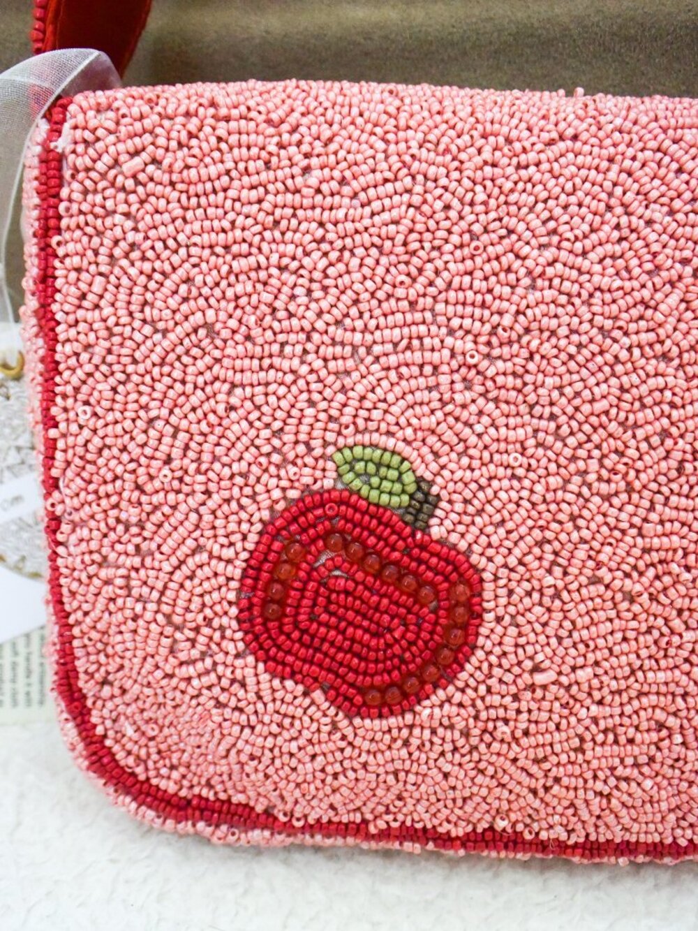 Made in India- Pink & Red Aple Beaded Purse/Bag - VIRAL - NEW! - Picture 7 of 11